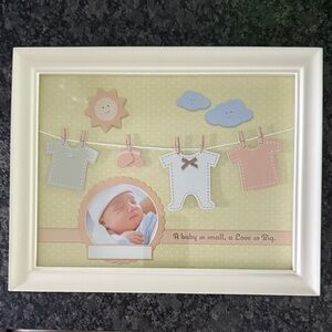 Baby Clothesline Framed Wall Art - Cream, Blue, Pink